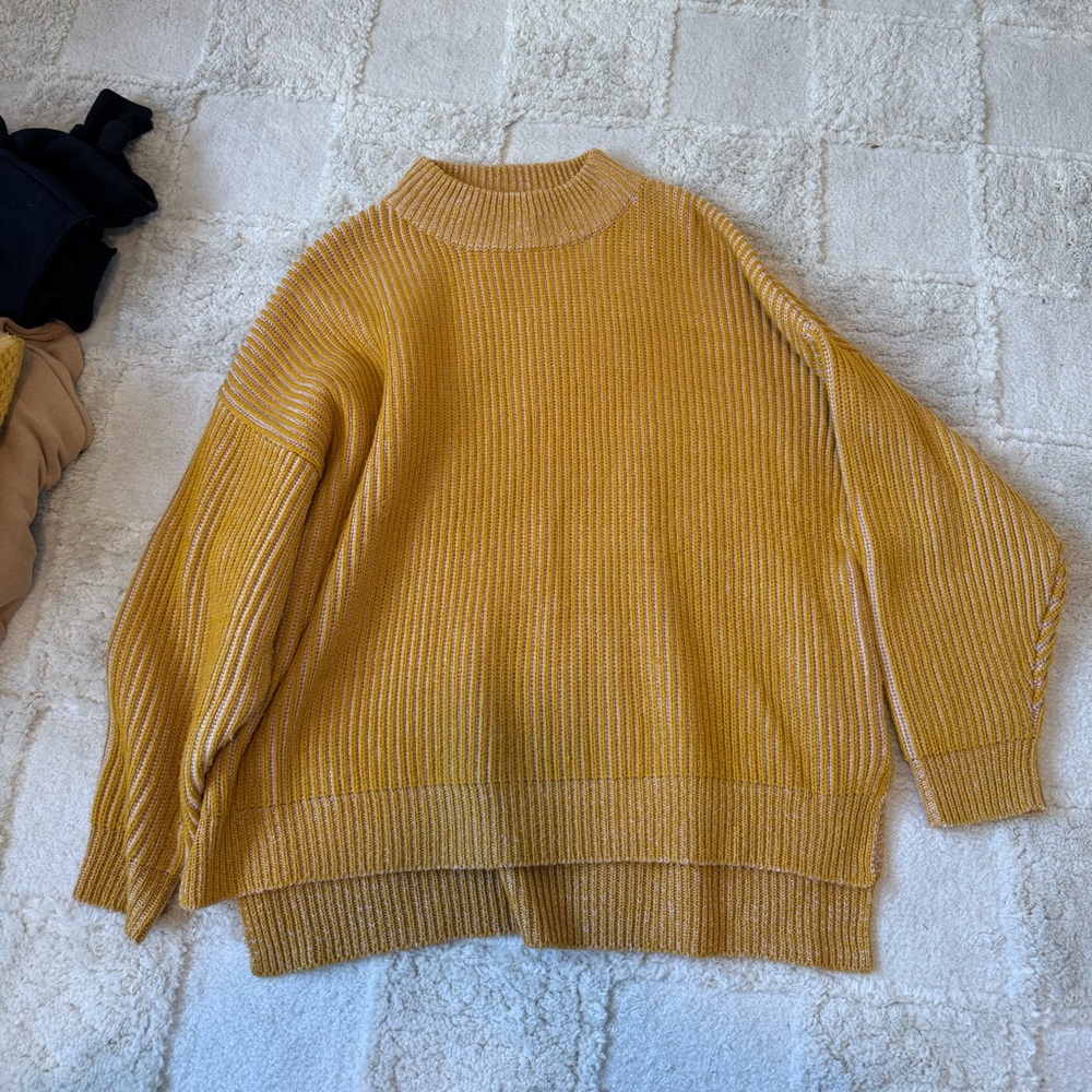 Topshop Mustard Cowl Neck Sweater